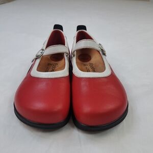 Footprints By Birkenstock Leather Mary Jane Red/White Shoes Size 37(7)